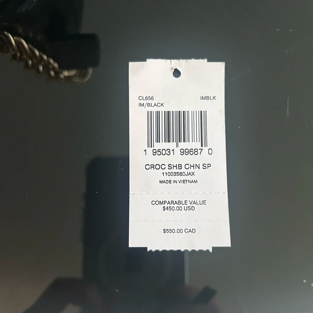 Coach Black Croc-Embossed Shoulder Bag with Gold Accents - Picture 5 of 5